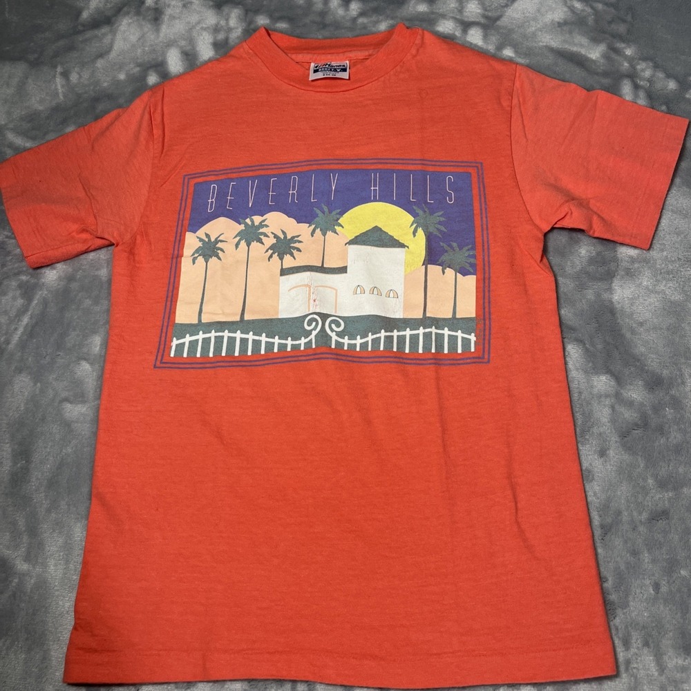 Vintage 1990s Beverly Hills T-Shirt sz Small Hanes California Retro Vaporwave